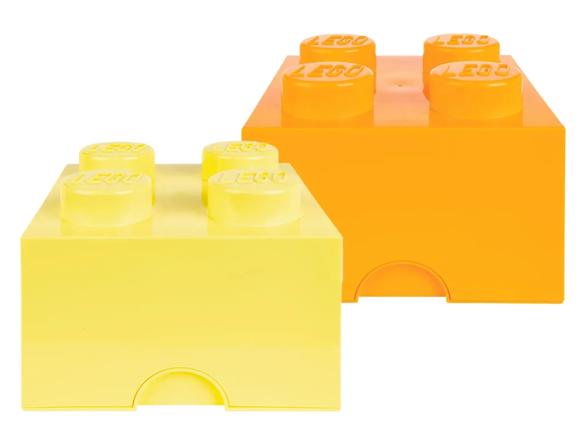 Storage box with 4 studs, stackable, 2-piece set (yellow/bright orange) de LEGO – photo du produit