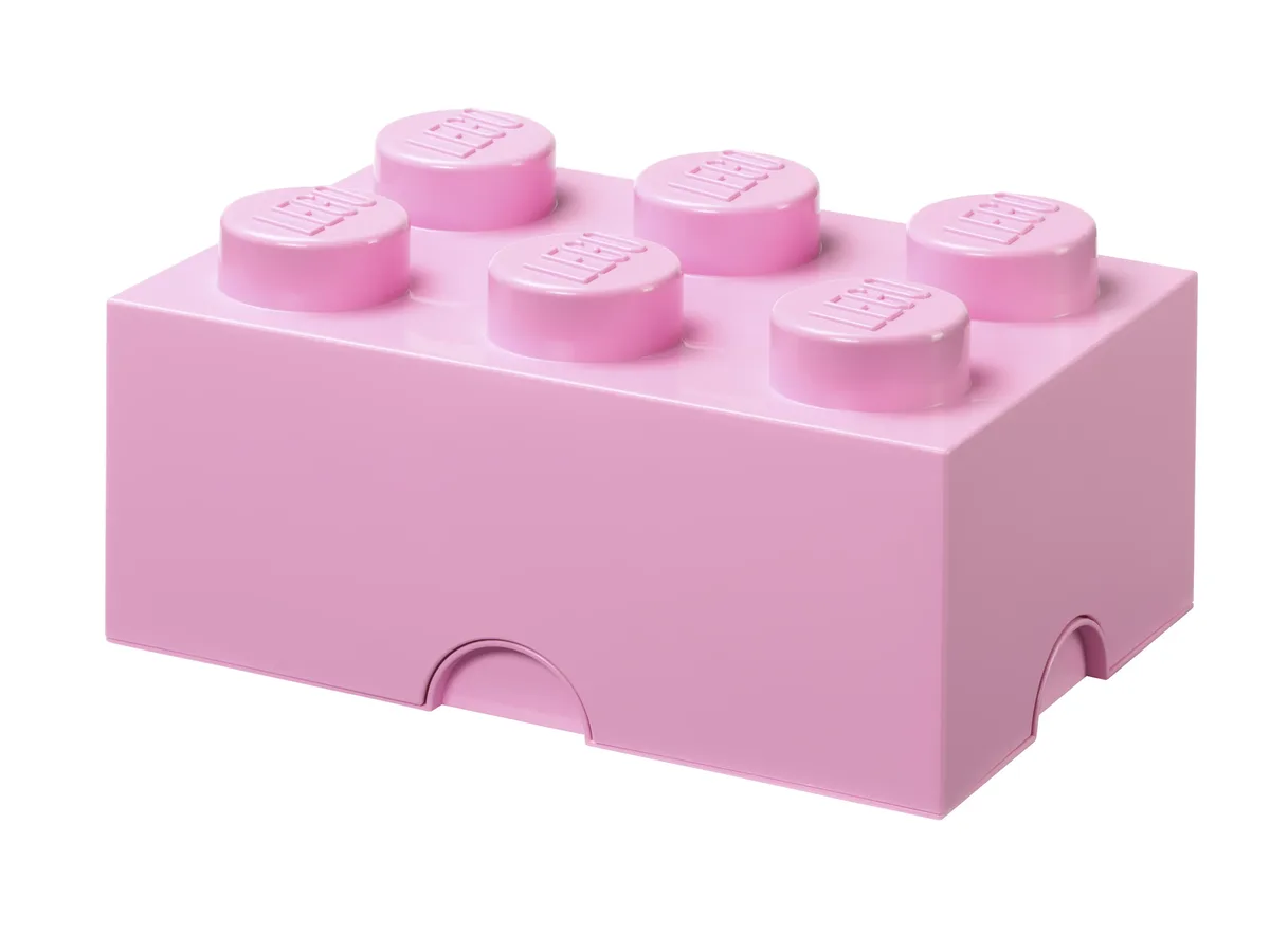 Opbergdoos met 6 noppen, stapelbaar. (Roze) van LEGO – productfoto