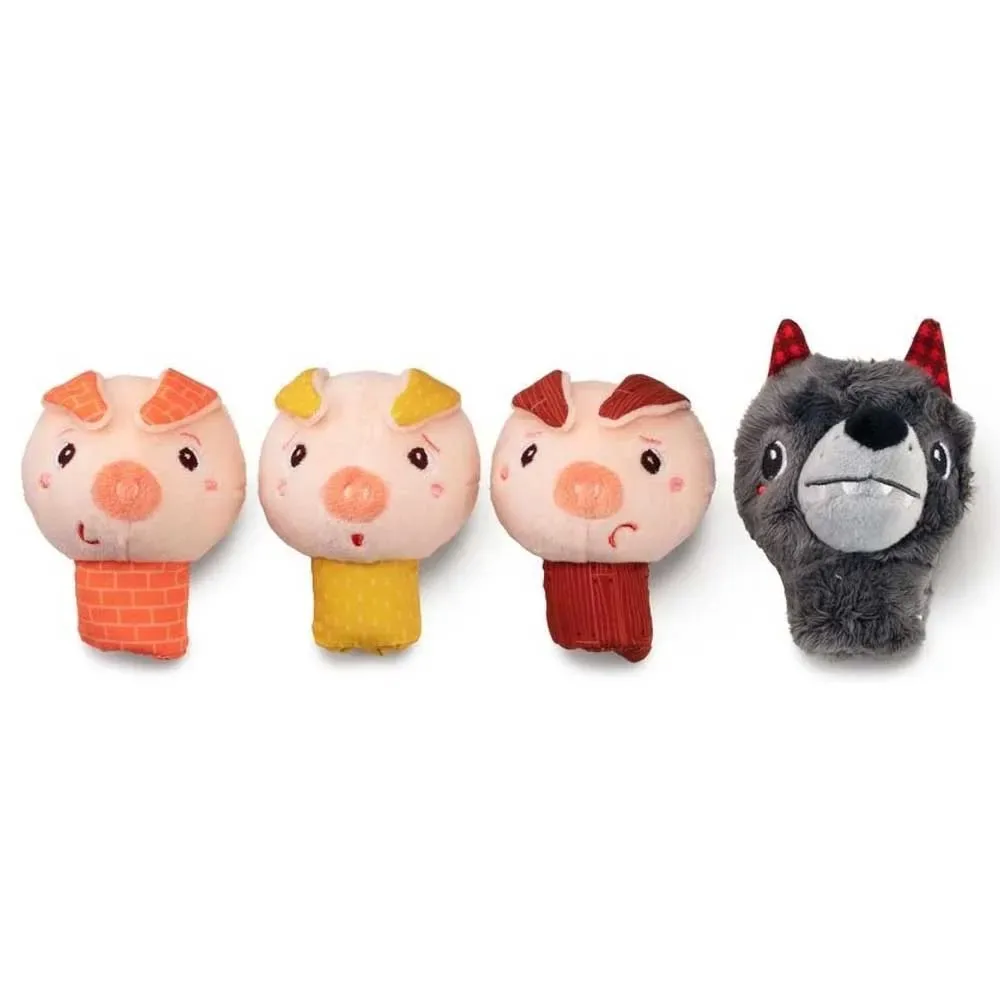 Louis Fingerpuppen Der Wolf Und Die 3 Kleinen Schweinchen Plüschtier von Lilliputiens – Produktfoto