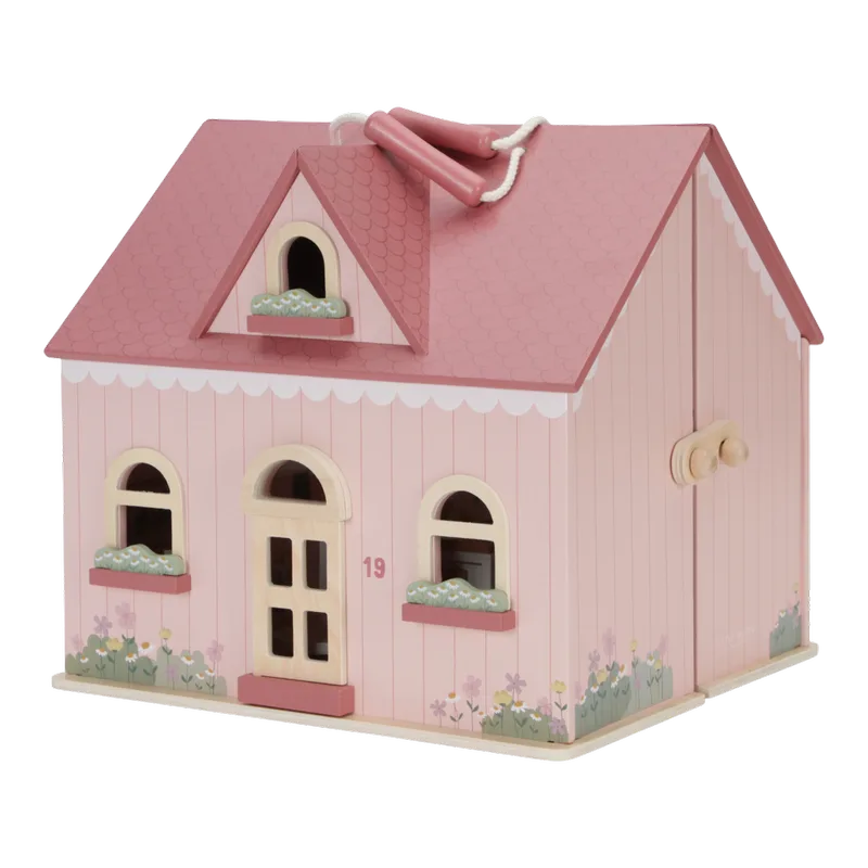 Draagbaar Houten Poppenhuis FSC by Little Dutch in Pink – product photo 3 of 4