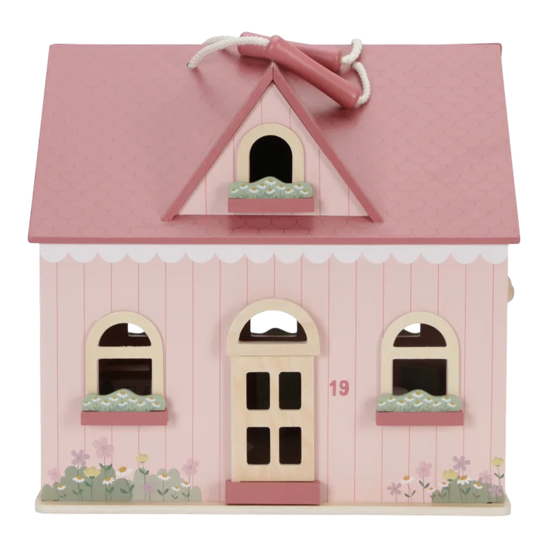 Draagbaar Houten Poppenhuis FSC by Little Dutch in Pink – product photo 2 of 4