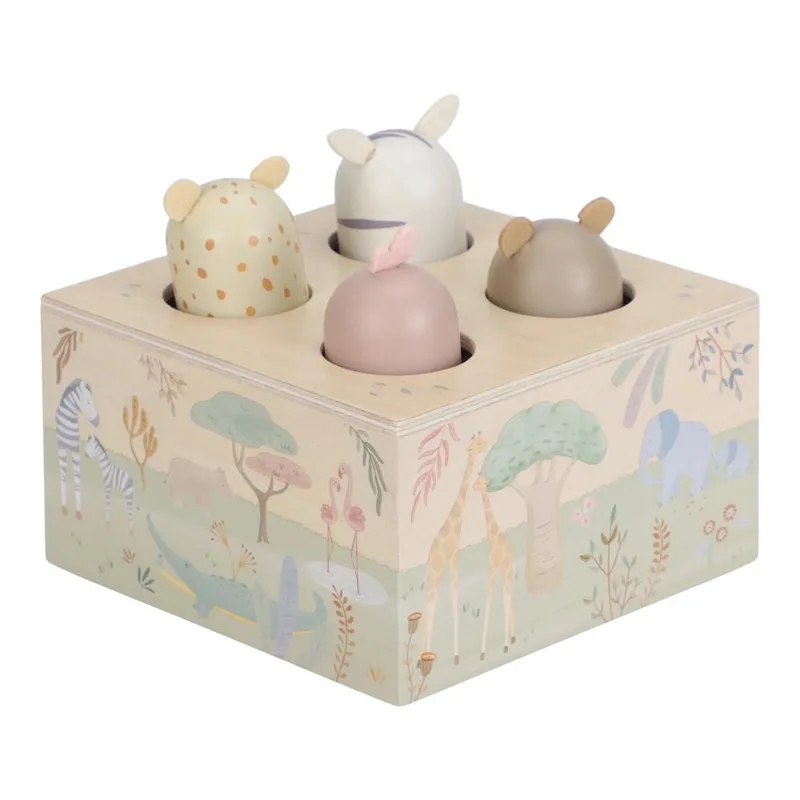Houten Pop-up Safari Friends FSC van Little Dutch in Meerkleurig – productfoto 3 van 4