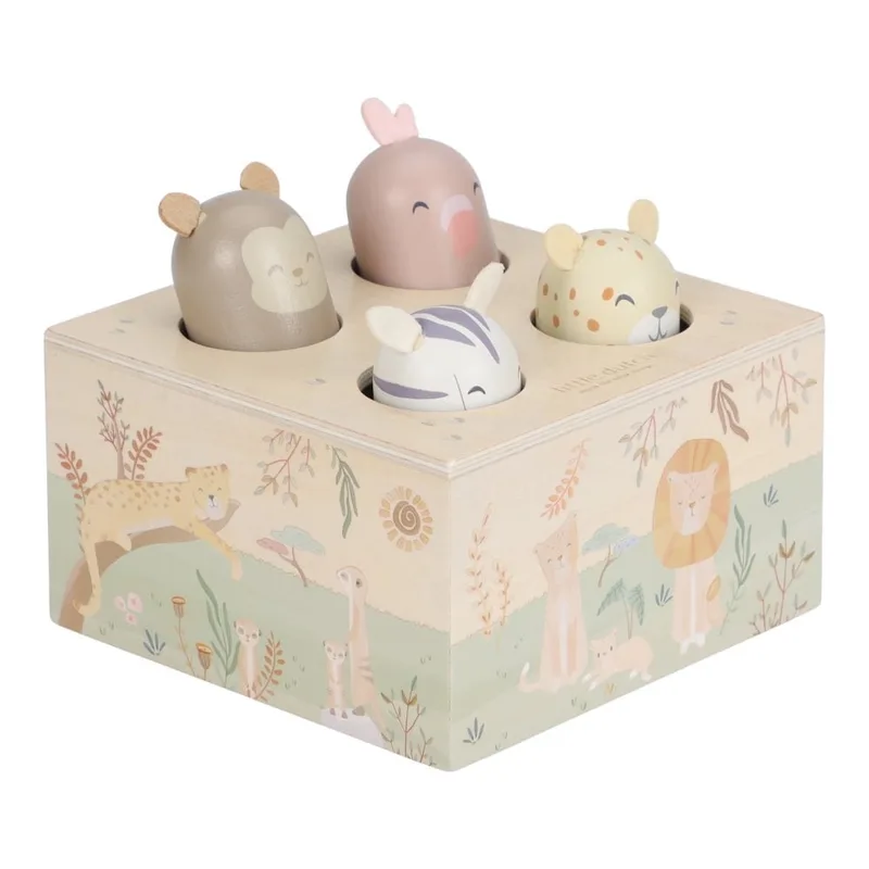 Houten Pop-up Safari Friends FSC van Little Dutch in Meerkleurig – productfoto 4 van 4