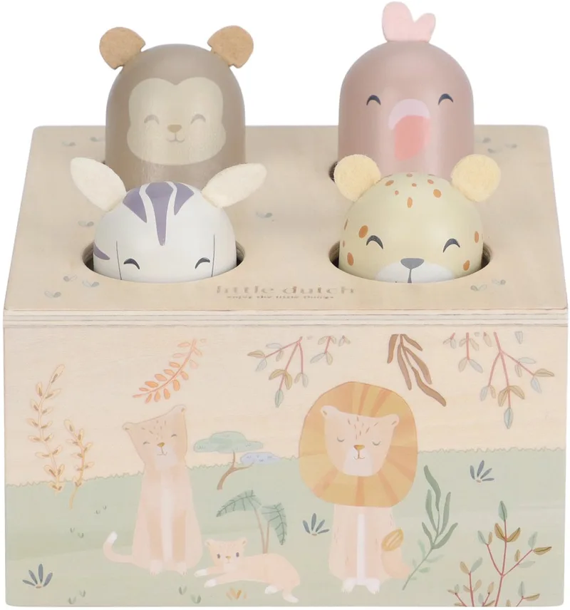 Houten Pop-up Safari Friends FSC van Little Dutch in Meerkleurig – productfoto 1 van 4