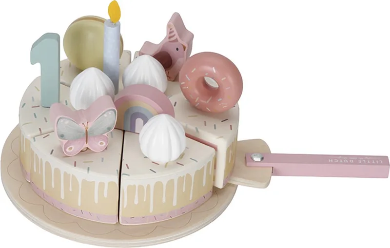Houten verjaardagstaartje Pink FSC by Little Dutch in Multicolour – product photo