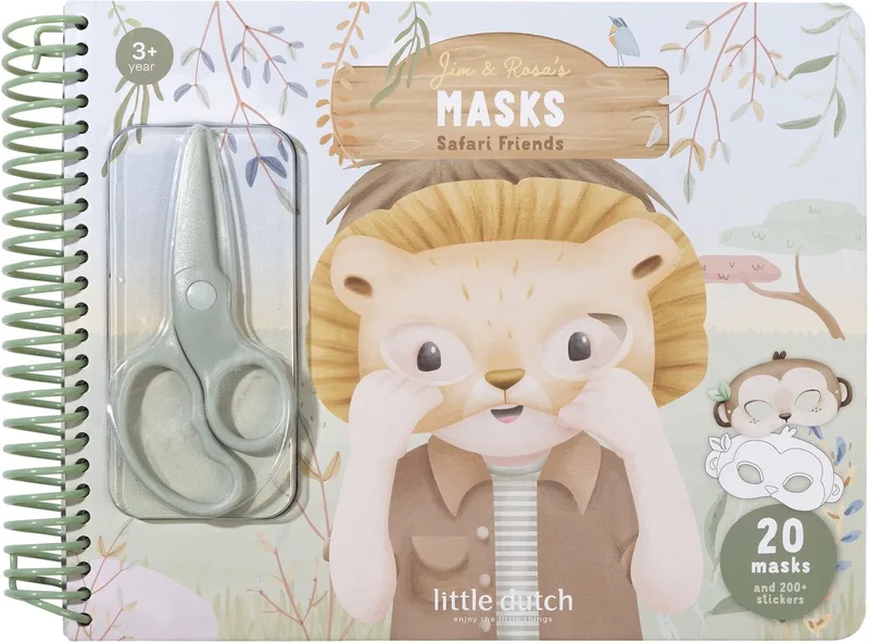 Knutselboek - Safari Jim - Maskers maken - Met kindveilige schaar - Knutselen - Voor meisjes en jongens - Vanaf 3 jaar van Little Dutch in Groen – productfoto