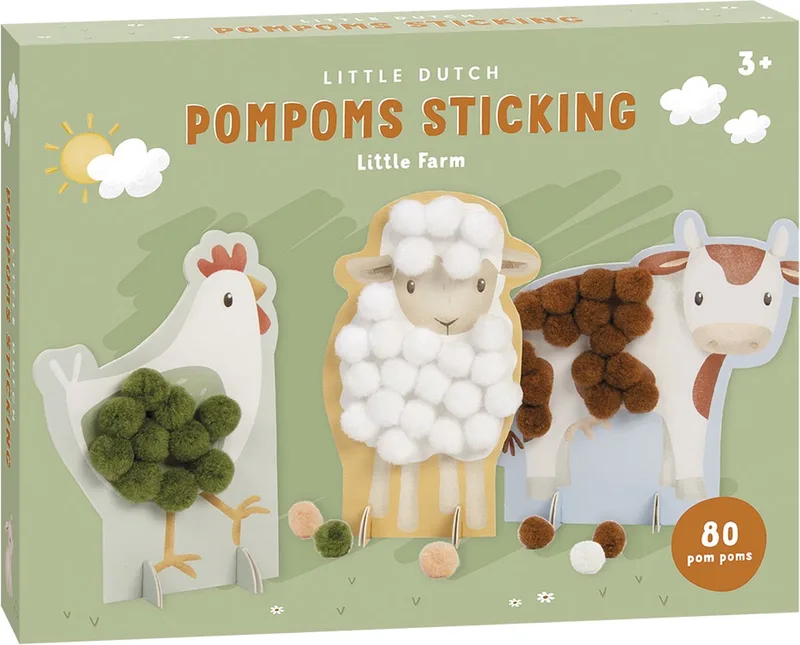 Knutselset Pompon Plakken - Little Farm från Little Dutch i Flerfärgad – produktbild