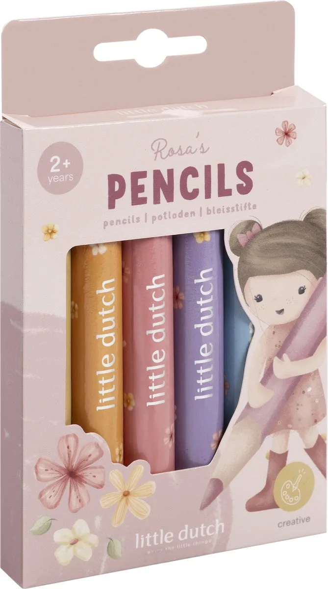 Korte, dikke kleurpotloden - Rosa & Friends - 6 stuks - Peuter en kleuter speelgoed - Speelgoed kinderen - Voor meisjes en jongens - Vanaf 2 jaar fra Little Dutch i Gul – produktbillede