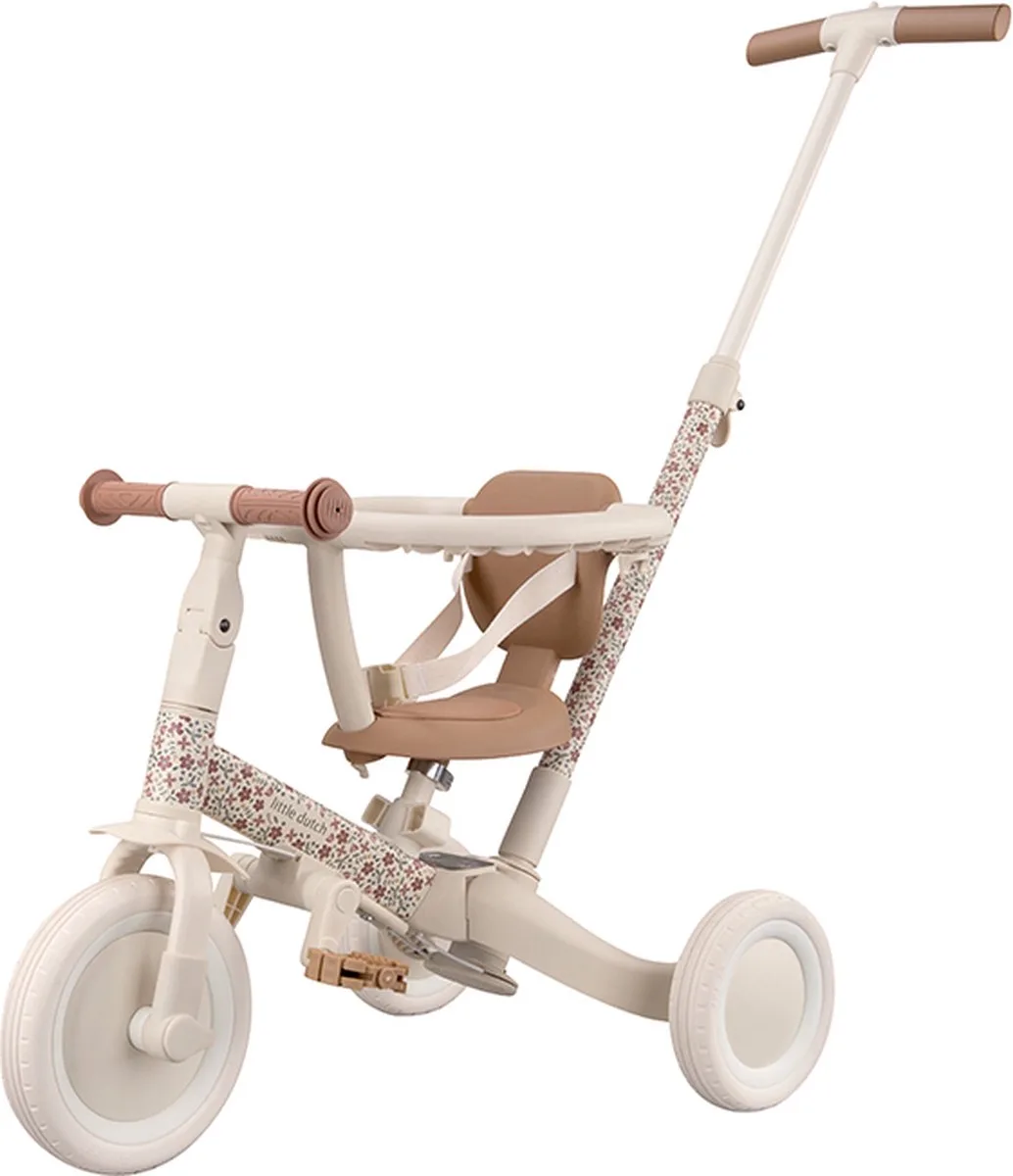 Little Dutch - 4 in 1 Driewieler Met Duwstang - Sunny flower fra Little Dutch i Off white – produktbillede