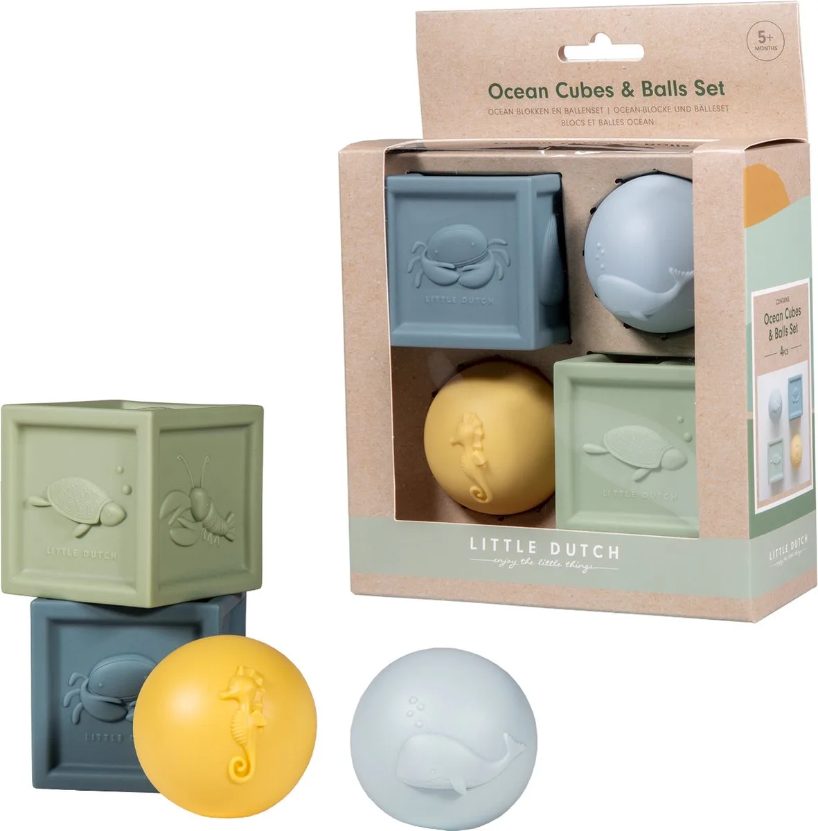 Ocean Baby Blokken met Ballen Set van Little Dutch in Geel – productfoto