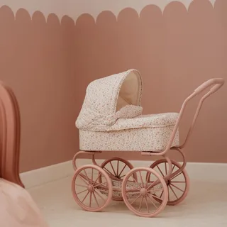 Poppenwagen - Kinderwagen - Soft Flowers van Little Dutch in Roze – productfoto 1 van 4