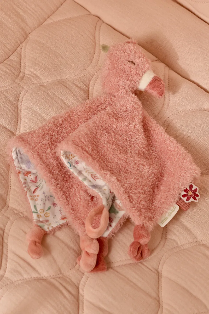 Safari Friends Knuffeldoekje Flamingo van Little Dutch in Roze – productfoto 4 van 4