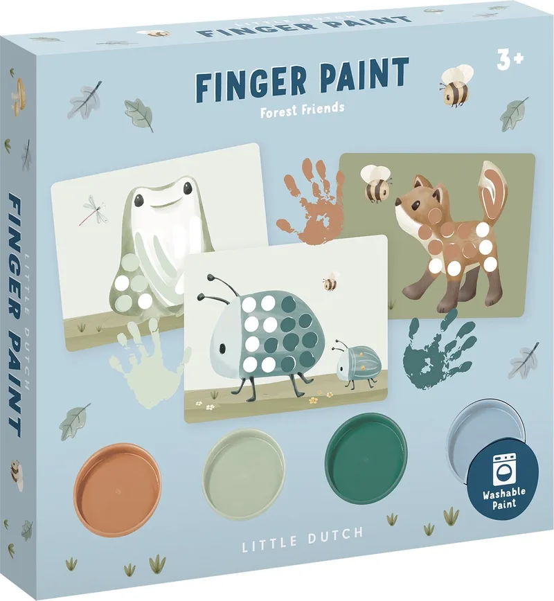 Vingerverf set - Forest Friends - 4 kleuren vingerverf - 10 kaarten - Knutselen - Speelgoed kinderen - Voor meisjes en jongens - Vanaf 3 jaar de Little Dutch en Variant Forest Friends – photo du produit