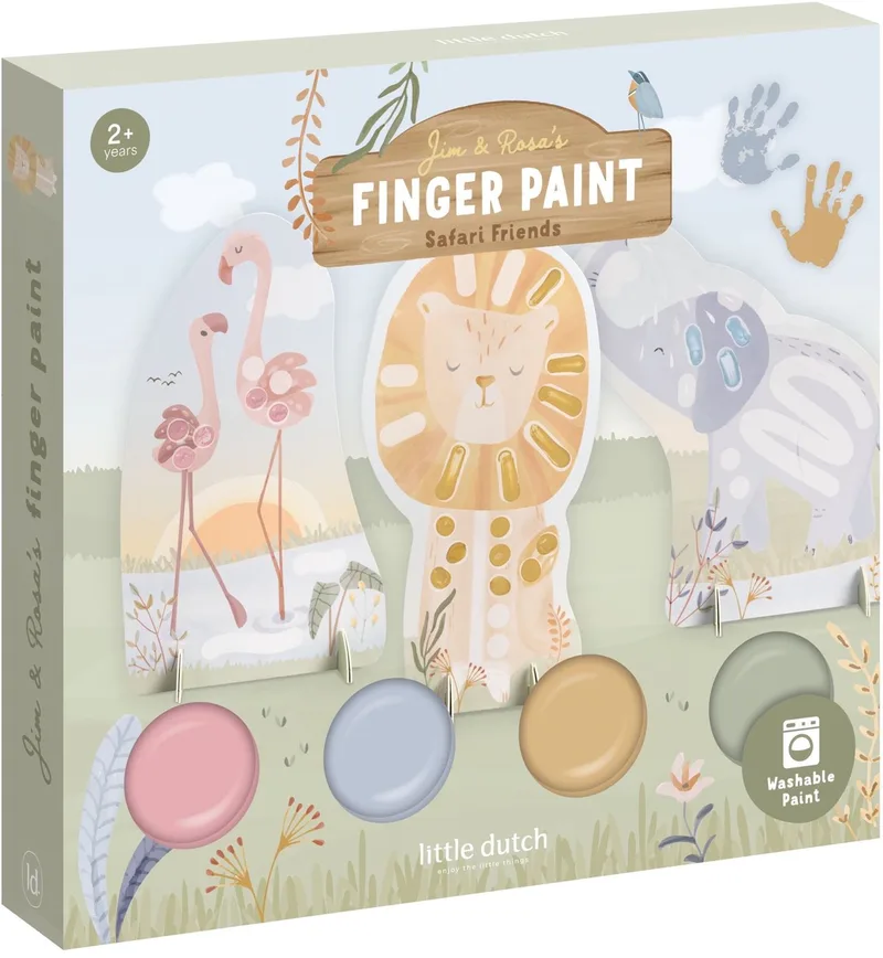 Vingerverf set - Safari - 4 kleuren vingerverf - Knutselen - Speelgoed kinderen - Voor meisjes en jongens - Vanaf 2 jaar by Little Dutch in Green – product photo