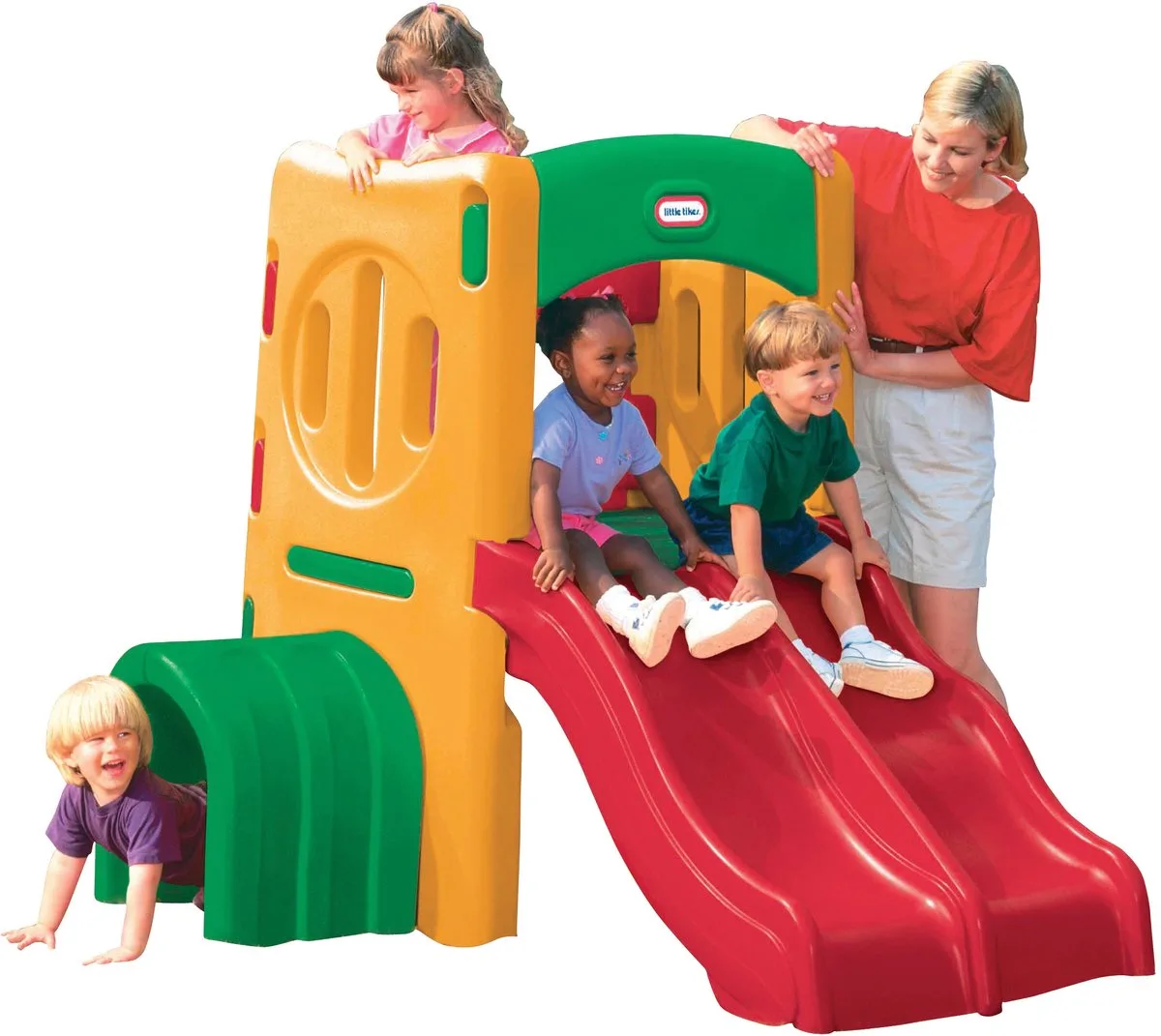 Outdoor Klimtoestel met Tunnel en Glijbaan fra Little Tikes i Grøn – produktbillede