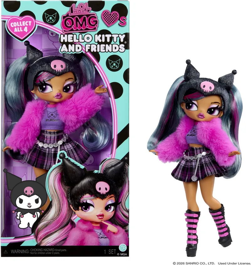 O.M.G.™ Loves Hello Kitty® and Friends – Kuromi™ – modepop geïnspireerd op een Hello Kitty® and Friends-personage - spelen en tentoonstellen! de L.O.L. Surprise! en Kuromi™ – photo du produit 1 sur 4