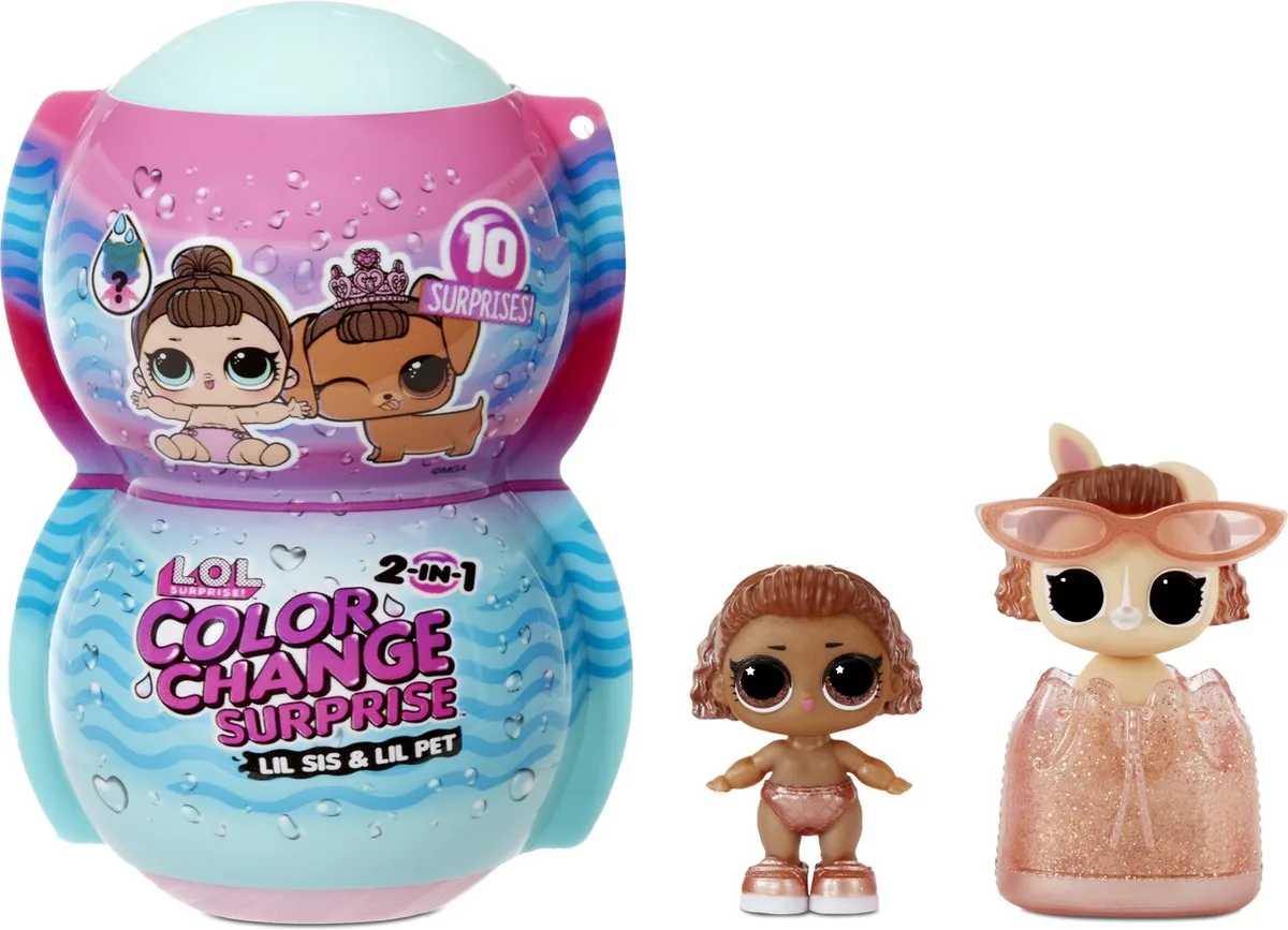 Surprise! 2-in-1 Me & My Lil Sis + Lil Pet Color Change - Minipoppen de L.O.L. Surprise! en Multicolore – photo du produit