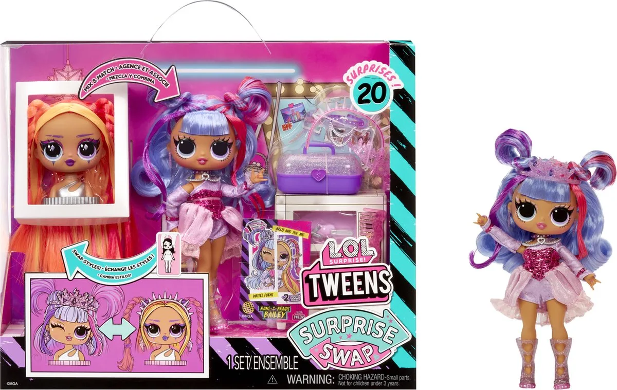 Tweens Surprise - 16,5 cm - Swap Modepop de L.O.L. Surprise! en Buns-2-Braids Bailey – photo du produit