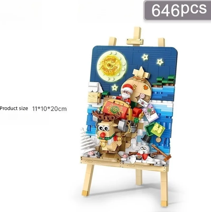 Block Painting - Santa's Christmas sleigh car | Merry Christmas | Mini Block Building Set | Build and Create No. 1282 van LOZ in Multi – productfoto