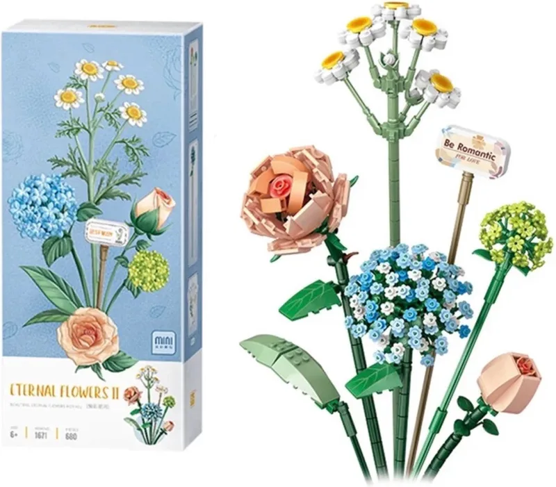 Eternal Flower II - Brilliant Galaxy Blue Flower Bouquet | Mini Block Plant Set | Build and Create | Home Decoration | Happy Valentine | Gift | No. 1671 von LOZ in Multi-No.1671 – Produktfoto