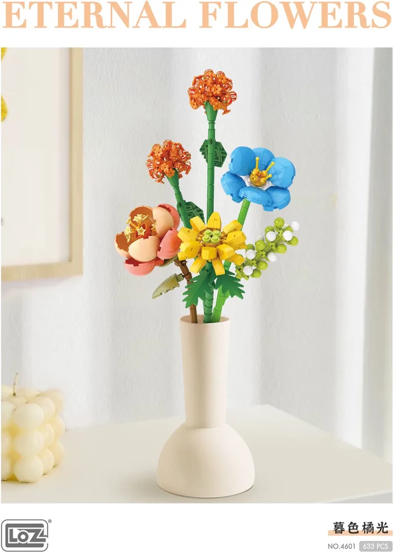 Eternal Flowers - Rose Sunflower | Mini Block Plant Set | Build and Create | Home Decoration | Happy Valentine | Gift | No. 4601 von LOZ in Multi- No. 4601 – Produktfoto