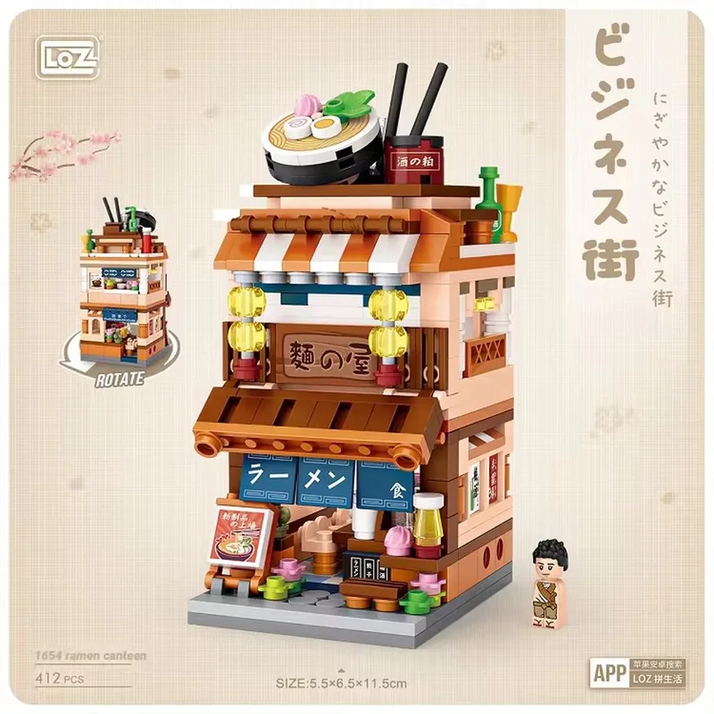 Japanese Street – Ramen Canteen | Mini Blocks Bouwset | Japanse Winkelstraat No. 1654 de LOZ en Multi-Ramen Canteen – photo du produit