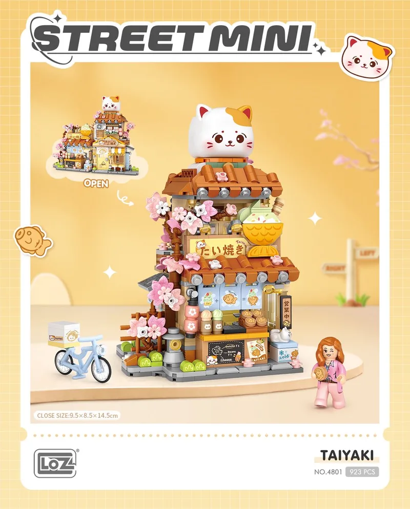 Japanese Street - Taiyaki shop | Mini Block Building Set | Build and Create No. 4801 van LOZ in Multi-Taiyaki Shop – productfoto