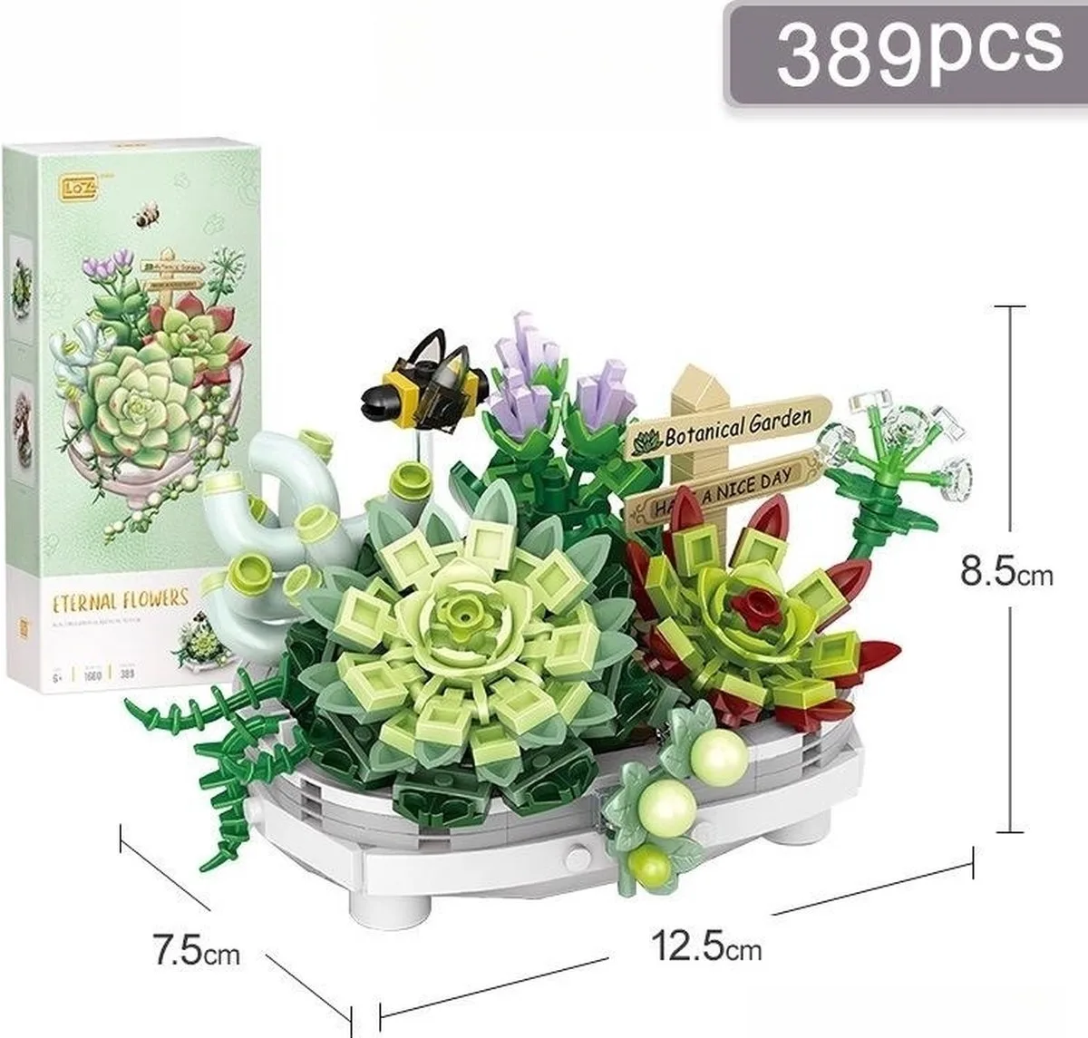 LOZ-Brickkies®, Nanoblock, Vetplanten Bloemstukje, Bouwset, Bouwpakket, 389 Bouwblokjes, Nr: 1660 de LOZ en Vert – photo du produit