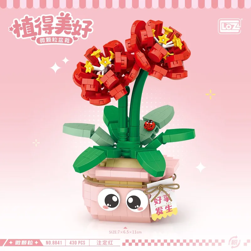 Micro Blocks - Destined to be Red Flower | Micro Block Plant Set | Build and Create | Home Decoration | Happy Valentine | Gift | No. 8841 de LOZ en Multi- No.8841 – photo du produit