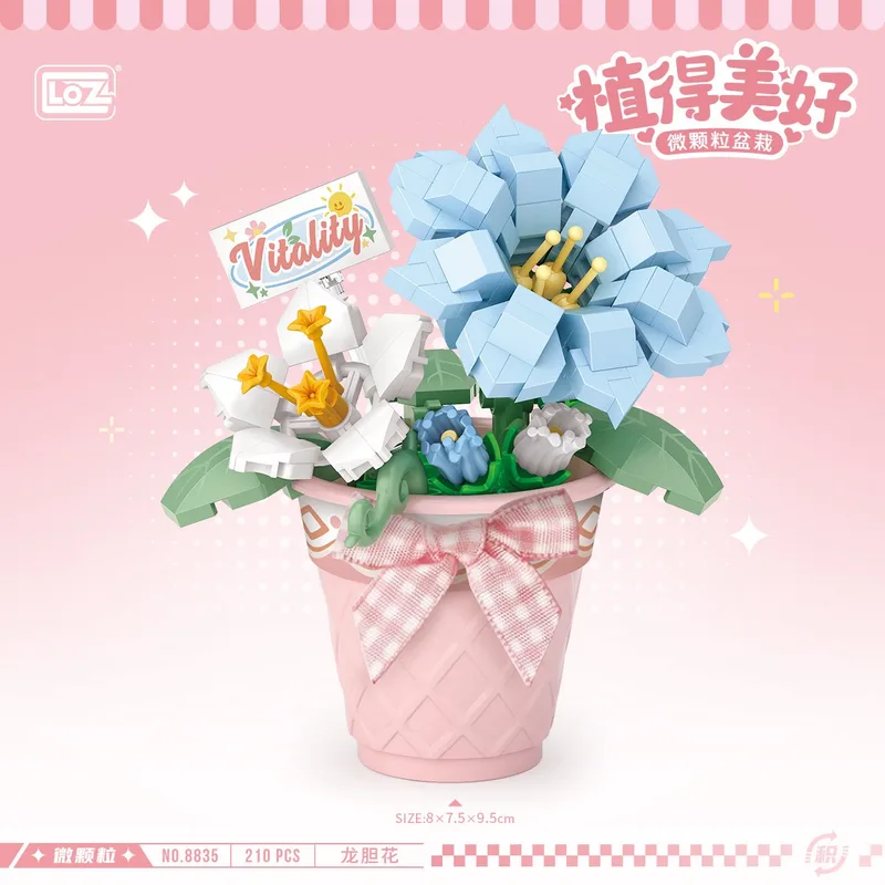 Micro Blocks - Flower Pots - Blue Dragon Flowers | Mini Block Plant Set | Build and Create | Home Decoration | Happy Valentine | Gift No. 8835 von LOZ in Multi- No.8835 – Produktfoto