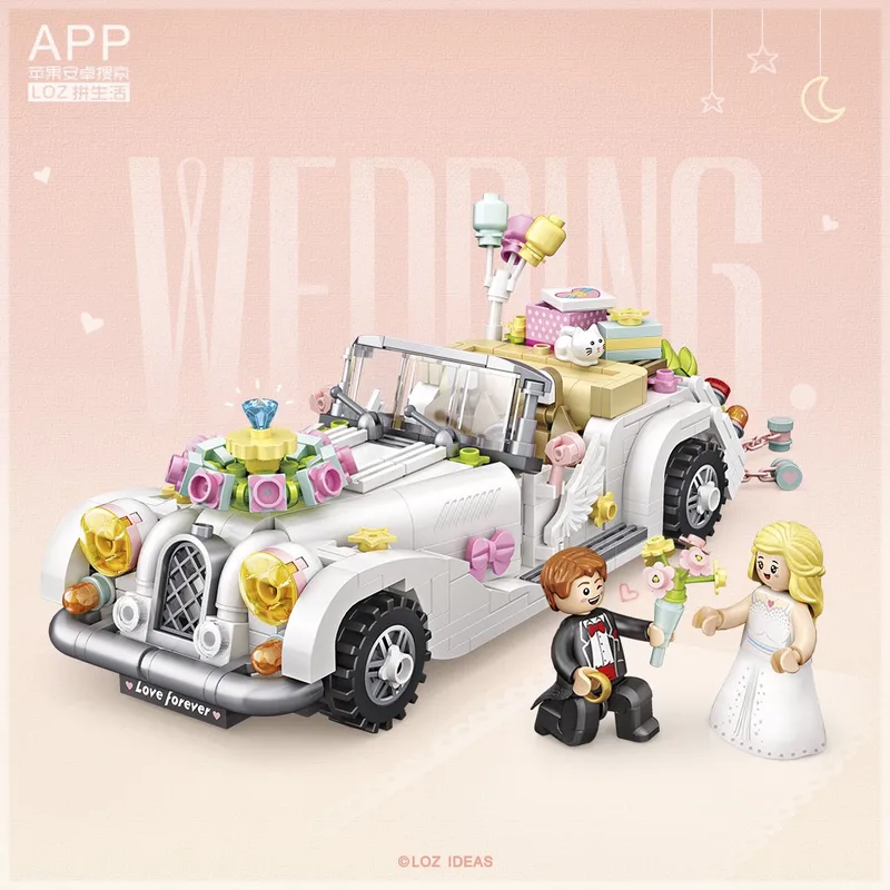 Romantische trouwauto - Mini-blocks bouwset voor 9+ jaar - Speelgoed von LOZ in Multi – Produktfoto