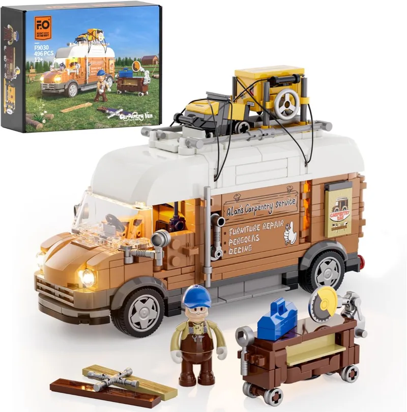 FUNWHOLE Carpentry Van - F9030 by Lumibricks in Bruin – product photo
