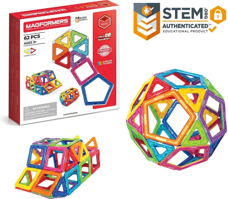 Basic Set- bouwset 62 stuks- magnetisch speelgoed- speelgoed 3,4,5,6,7 jaar jongens en meisjes– Montessori speelgoed- educatief speelgoed- constructie speelgoed van Magformers in Multi – productfoto