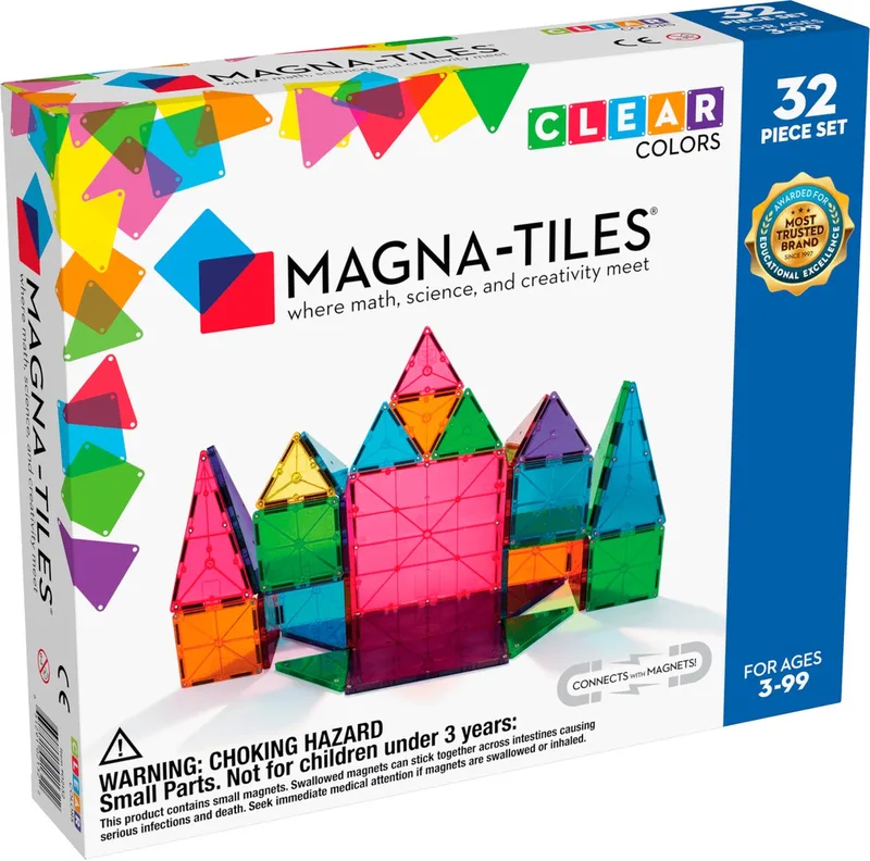 Clear Colors - Magnetische tegels voor ruimtelijk inzicht - 32 stuks de Magna-Tiles en Tan – photo du produit
