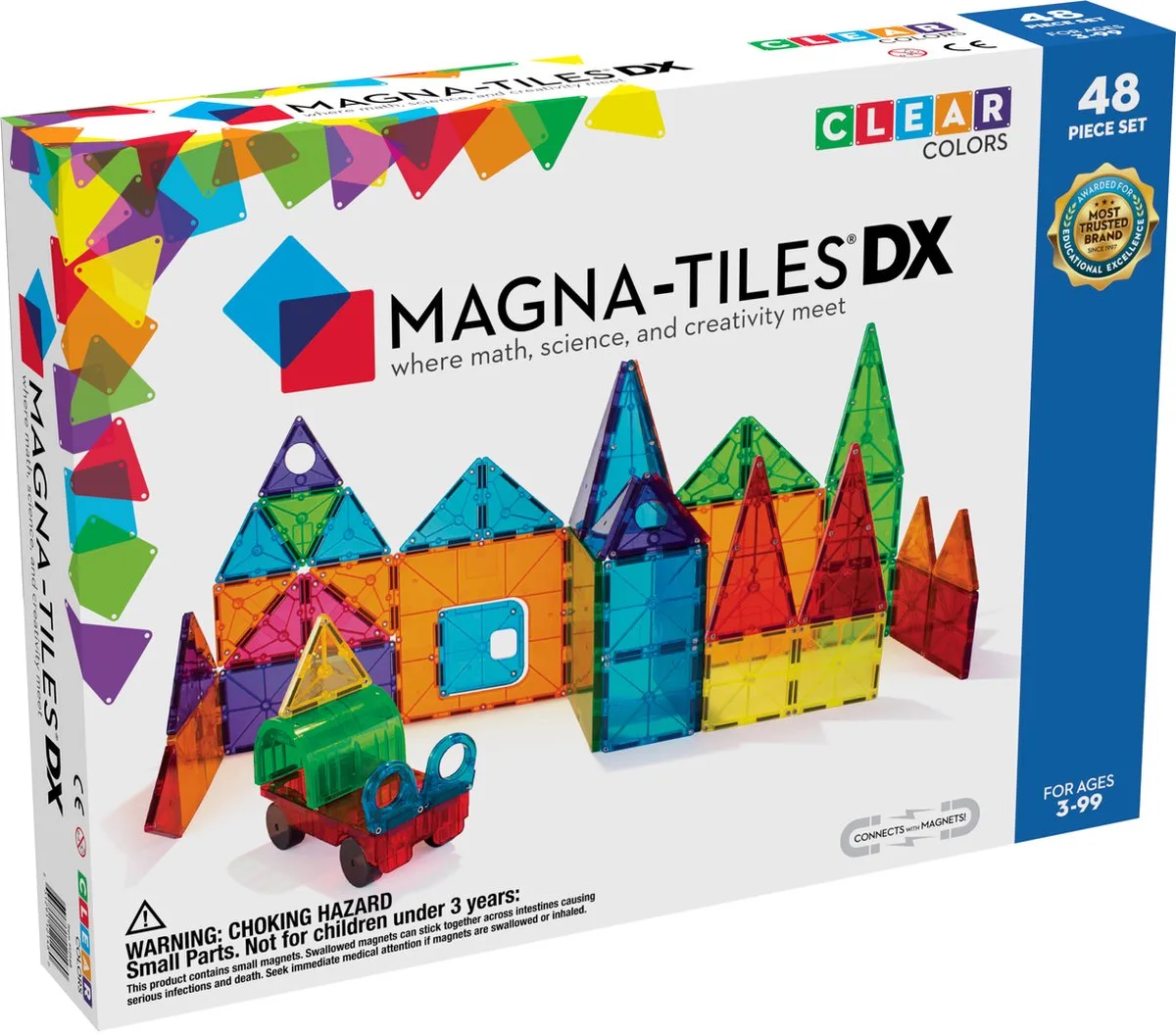 Magna Tiles - 48 stuks Deluxe Clear Colors - Constructiespeelgoed von Magna-Tiles in Clear Color – Produktfoto