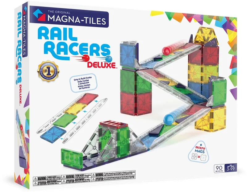 Rail Racers Deluxe 90 Stuks Set de Magna-Tiles en Meerkleurig – photo du produit