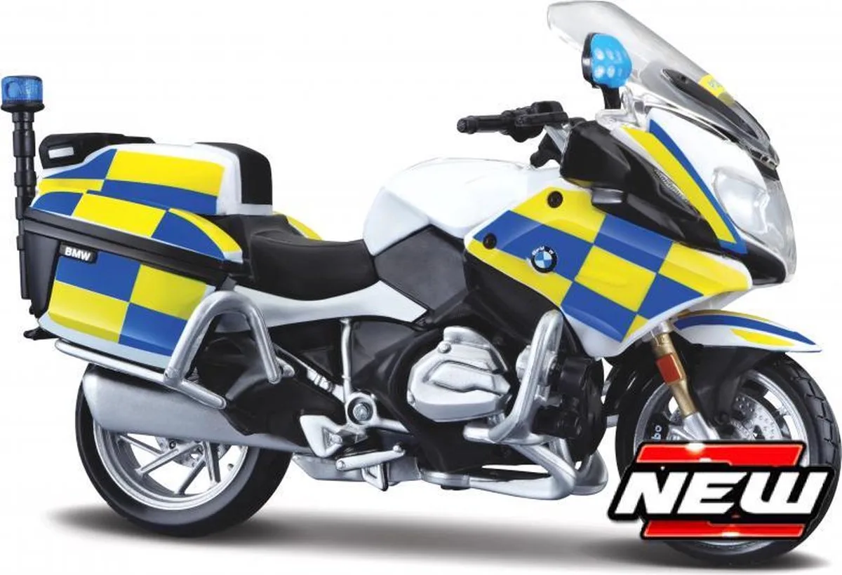 BMW R 1200 Rt - Modelauto - Schaal 1:18 fra Maisto i Hvid, Blå, Gul – produktbillede