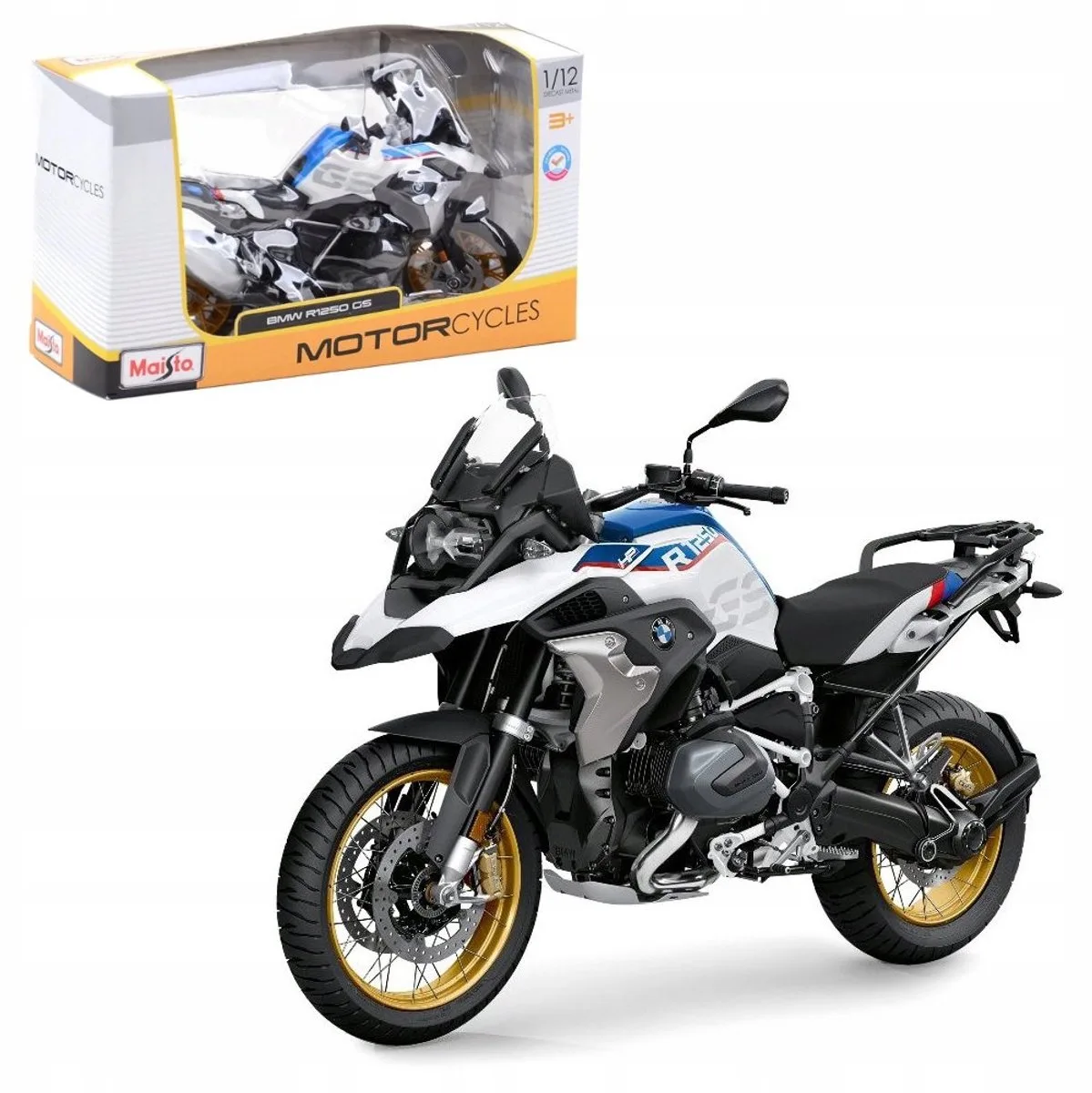 BMW R 1250 GS model 1:12 Maisto - Gedetailleerd Motor Speelgoed de Maisto – photo du produit