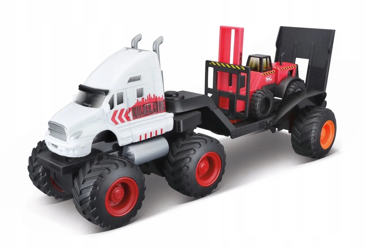 Bouwvoertuig: Tractor met aanhanger en heftruck de Maisto en Rouge – photo du produit