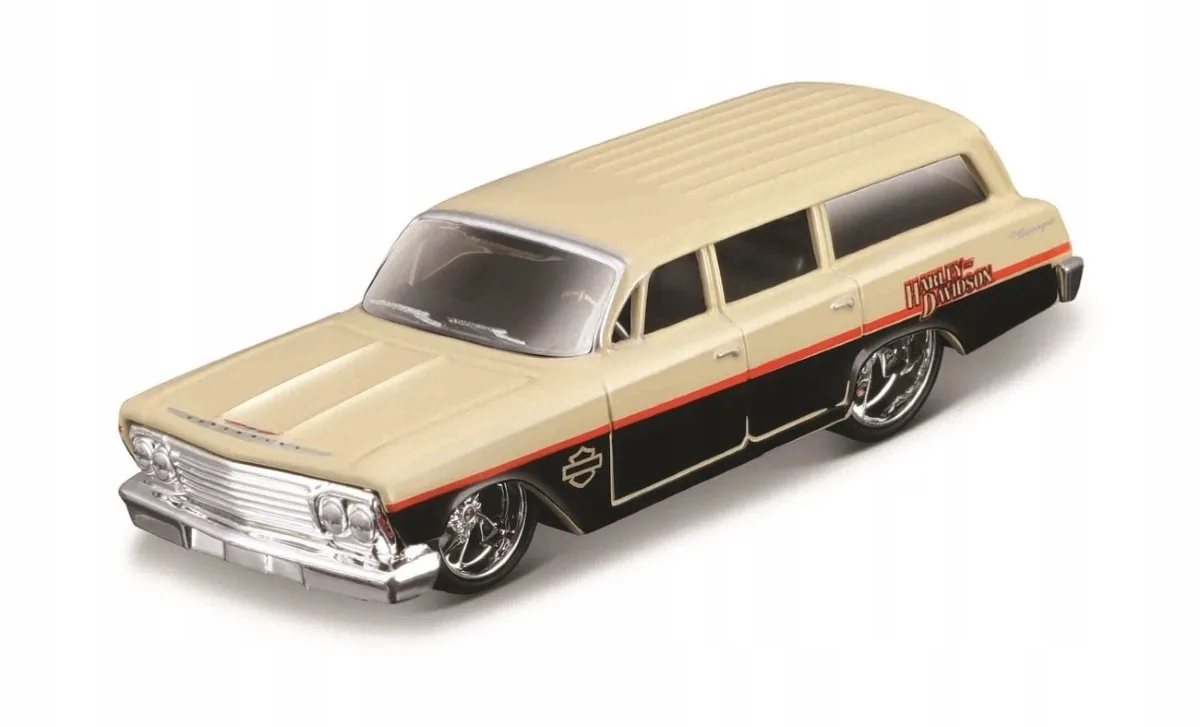 Chevrolet Biscayne Wagon Harley 1/64 Modelauto Krem/Zwart från Maisto i Krem – produktbild