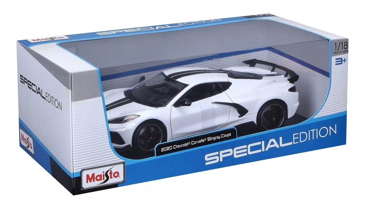 Chevrolet Corvette Stingray 2020 Schaal 1:18 Modelauto de Maisto en Blanc – photo du produit