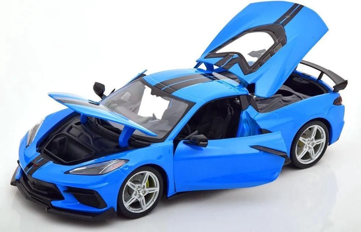 Chevrolet Corvette Stingray Coupe 2020 (Blauw) (30 cm) 1/18 Maisto de Maisto en Licht blauw, Noir – photo du produit