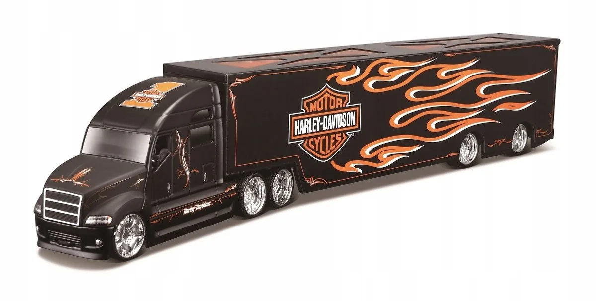 De Harley-Davidson Maisto Custom Haulers Truck Schal 1:64 fra Maisto i Sort – produktbillede