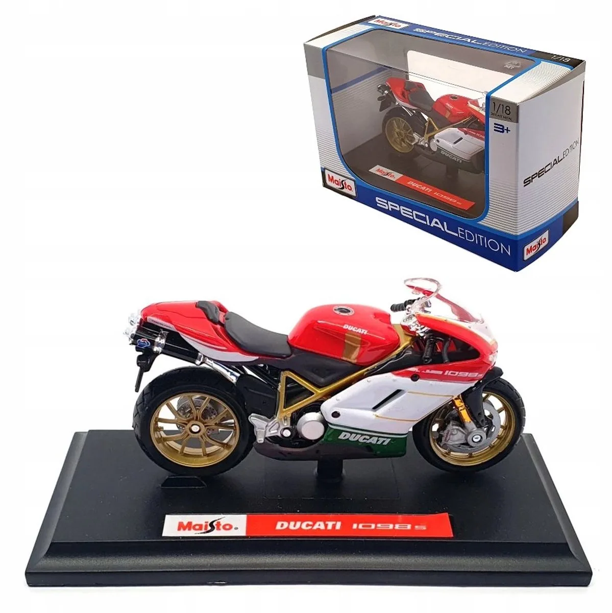 Ducati 1098S Model Motor Schaal 1:18 de Maisto en Or – photo du produit