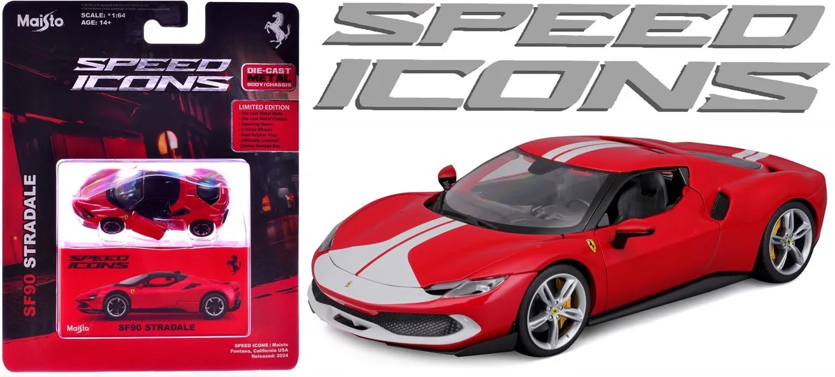 Ferrari 296 - Modelauto - Schaal 1:64 von Maisto in Rot, Silber – Produktfoto