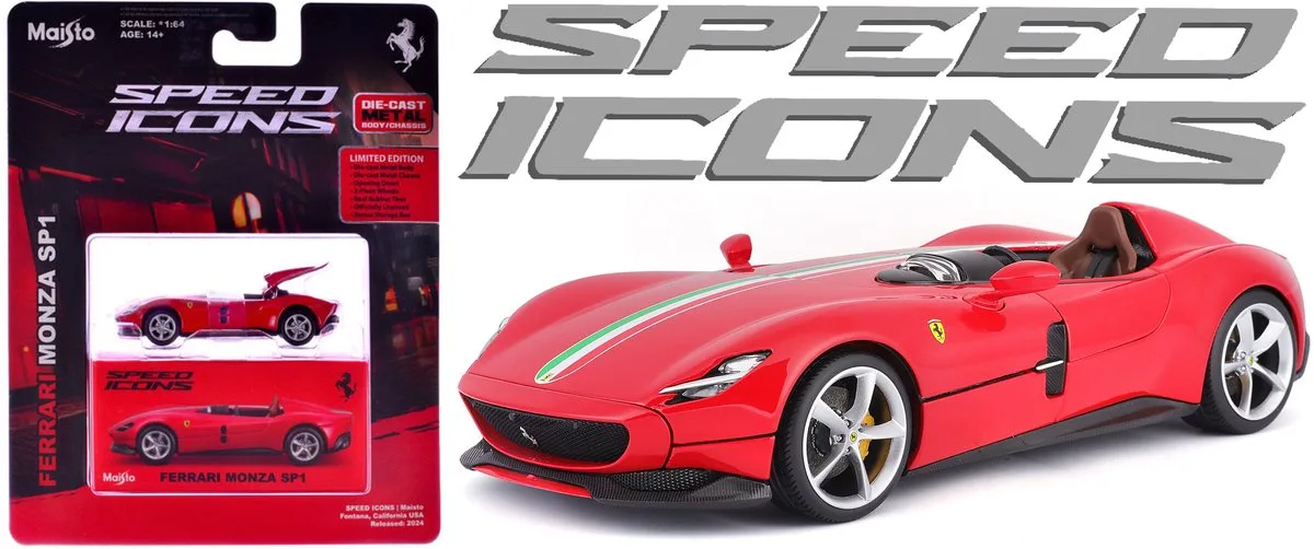 Ferrari Monza - Modelauto - Schaal 1:64 van Maisto in Rood – productfoto