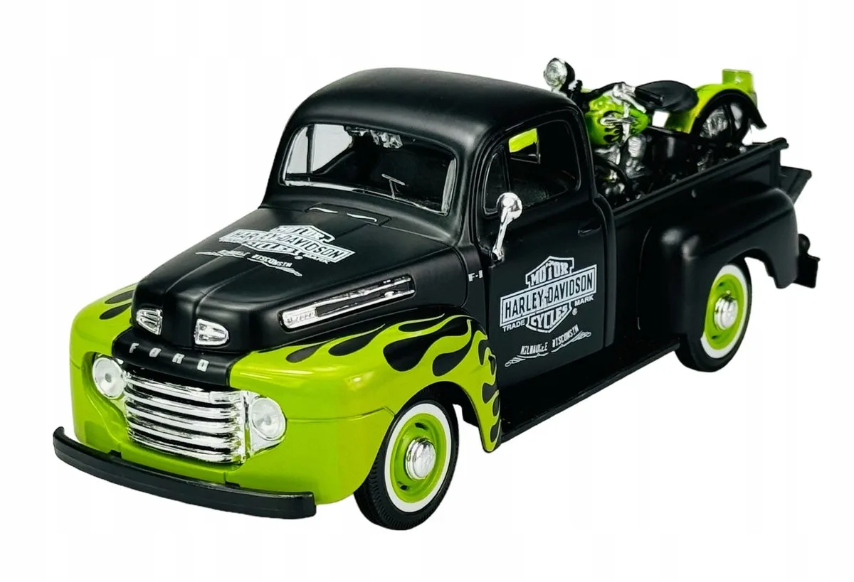 Ford F-1 Pick-up & Harley-Davidson FL Panhead 1:24 de Maisto en Vert – photo du produit