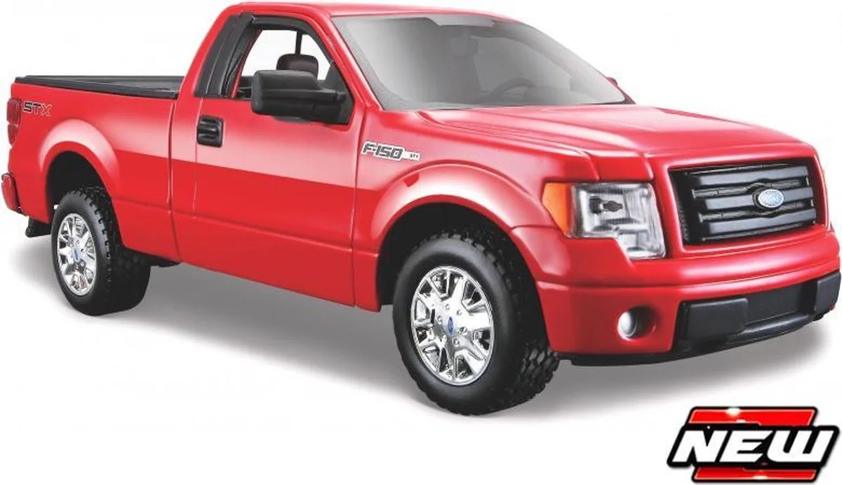 Ford F-150 STX Rood van Maisto in De 1:24 Diecast Modelcar van de Ford F-150 STX in Red. De fabrikant van dit schaalmodel is Maisto. – productfoto
