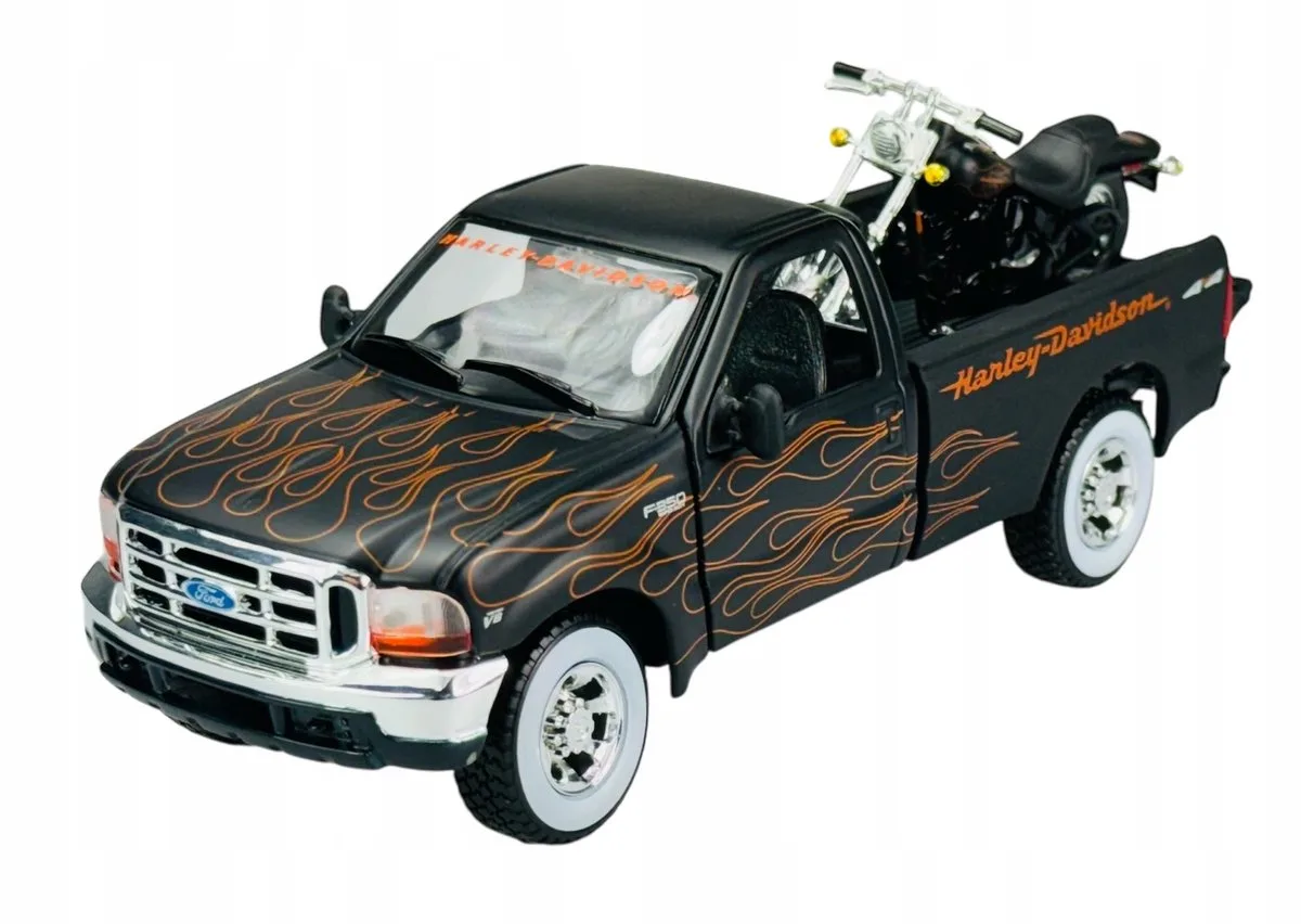 Ford F-350 en Harley-Davidson nachttrein 1:24 modelset de Maisto – photo du produit