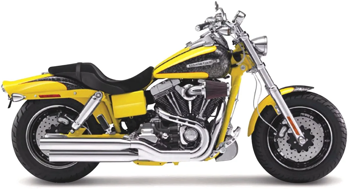 Harley-Davidson Cvo Fat Bob - Modelauto - Schaal 1:18 van Maisto in Geel, Zwart – productfoto